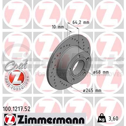Zimmermann 100121752 Disc Brake Rotor SPORT COAT Z