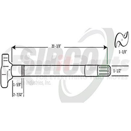 C424AR by SIRCO - Air Brake Camshaft - RH, 1-1/8" Head, 1-1/2"-10 Spline, 1-1/2" D Journal