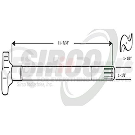 C773CR by SIRCO - Air Brake Camshaft - RH, 1-1/8" Head, 1-1/2"-10 Spline, 1-1/2" Journal