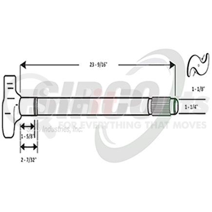 C527R by SIRCO - Air Brake Camshaft - RH, 1-1/8" Head, 1-1/2"-28 Spline, 1-1/2" D Journal