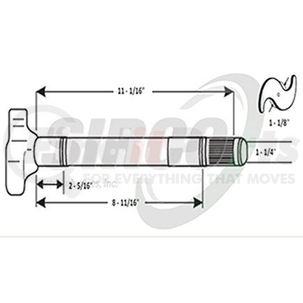 Sirco C608R Air Brake Camshaft Air Brake Camshaft - RH, 1-1/8" Head, 1-1/2"-28 Spline, 1-1/2" D Journal