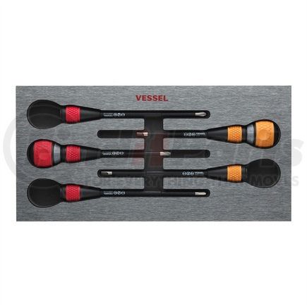 22002N3EVA by VESSEL TOOLS - Ball Ratchet Screwdriver - 2-Piece, with Replaceable 3-Piece Blade