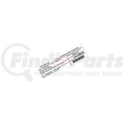 47480480AA by MOPAR - Emission Label - For 2016 Dodge Dart