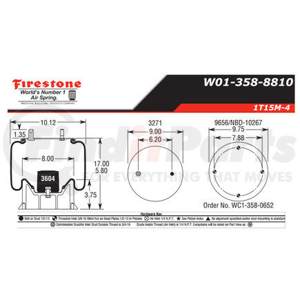 W013588810 by FIRESTONE - Airide Air Spring Reversible Sleeve 1T15M-4