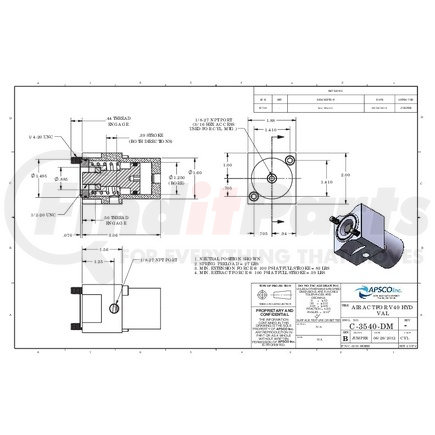 C-3540-DM by APSCO - Hydraulic Valve Actuator - Non-Metering, Parker (Gresen) V40 Series