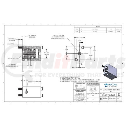 APSCO C-3578-DM AIR ACT FOR SV HYD VAL