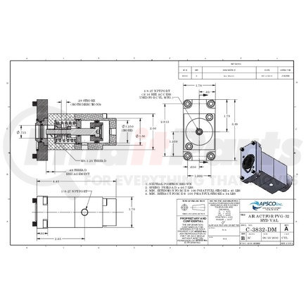 C-3832-DM by APSCO - Air Actuator, for PVG-32 Hydraulic Valve