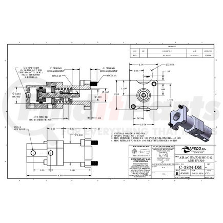 APSCO C-3834-DM AIR ACTUATOR HC-D12 & DVS20
