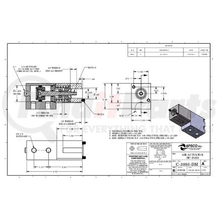 APSCO C-3893-DM AIR ACTUATOR HC-D4LS