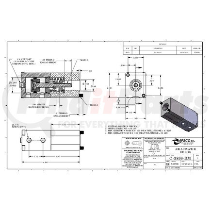 APSCO C-3836-DM AIR ACTUATOR HC-D16