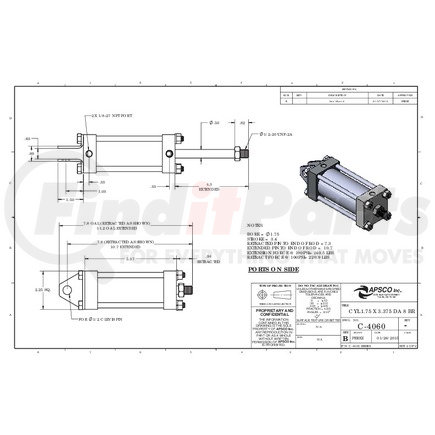 APSCO C-4060 Cylinder, 1.75 x 3.375 Da 8 Br