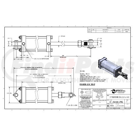 APSCO C-5026-PK CYLINDER DA 2.5 x 6.0