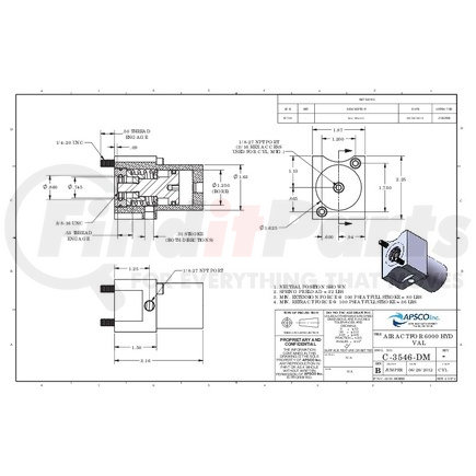 APSCO C-3546-DM AIR ACT FOR 6000 HYD VAL