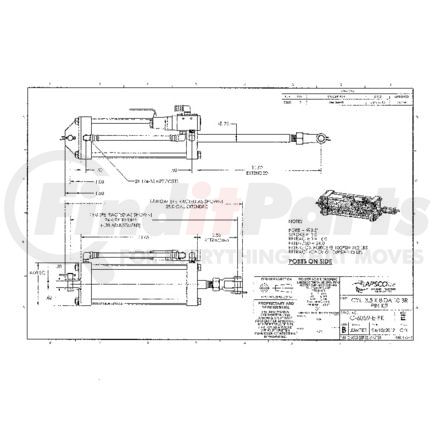 C-6059-E-PK by APSCO - Hydraulic Cylinder - Tailgate Latch, 3.5" Bore x 8" Stroke, with Electric Solenoid