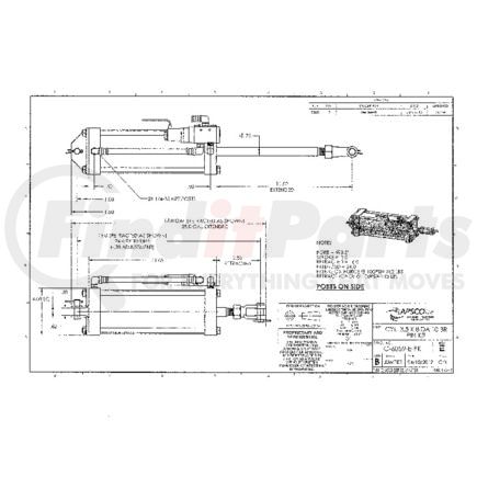 C-6059-E-PK by APSCO - Hydraulic Cylinder - Tailgate Latch, 3.5" Bore x 8" Stroke, with Electric Solenoid