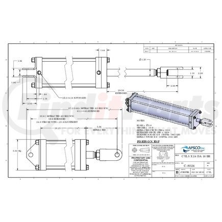 APSCO C-8024 CYL 5 X 24 DA 16 BR