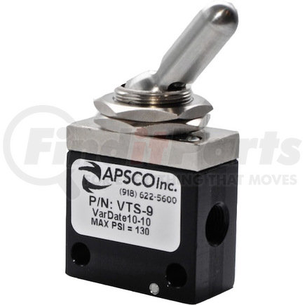 VTS-9 by APSCO - Air Brake Toggle Control Valve - 4-Way, 3-Position, FD/N/FD, 3/4" Bulkhead