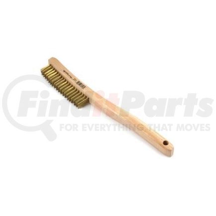 70518 by FORNEY INDUSTRIES INC. - Wire Scratch Brush, Brass with Curved Wood Handle, 13-3/4" x .012"