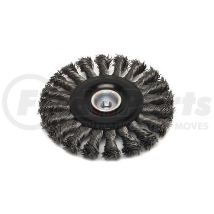 72834 by FORNEY INDUSTRIES INC. - Wire Wheel Brush, Twisted/Knotted Industrial Pro® 4-1/2" x .020" Wire with M10 x 1.25/1.50 Arbor