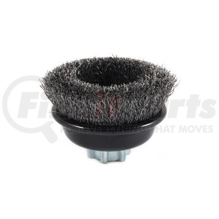 72856 by FORNEY INDUSTRIES INC. - Cup Brush, Crimped Wire, Industrial Pro® 3" x .012" with 5/8"-11 & M14 x 2.0 Arbor