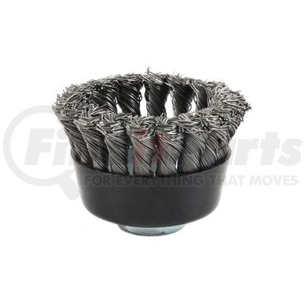 72865 by FORNEY INDUSTRIES INC. - Cup Brush, Twisted/Knotted Wire, Industrial Pro® 3" x .020" Wire with M10 x 1.25/1.50 Arbor