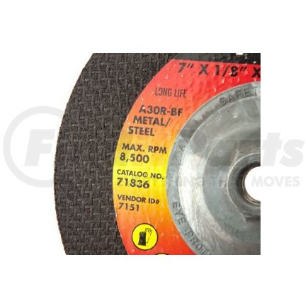 71836 by FORNEY INDUSTRIES INC. - Grinding Wheel, Metal Type 27, Depressed Center, 7" X 1/8" X 5/8-11 Arbor A30R