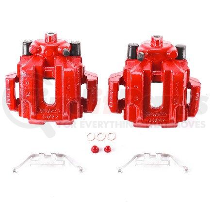 S3328 by POWERSTOP BRAKES - Red Powder Coated Calipers