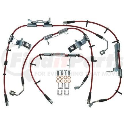 BH00142 by POWERSTOP BRAKES - Brake Hose Line Kit - Performance, Front and Rear, Braided, Stainless Steel