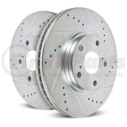 PowerStop Brakes JBR1385XPR Disc Brake Rotor Set Evolution® Disc Brake Rotor - Performance, Drilled, Slotted and Plated