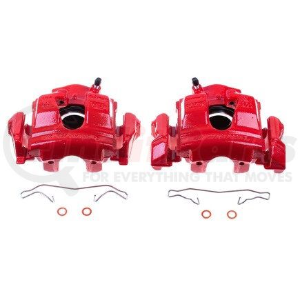 S1876 by POWERSTOP BRAKES - Red Powder Coated Calipers