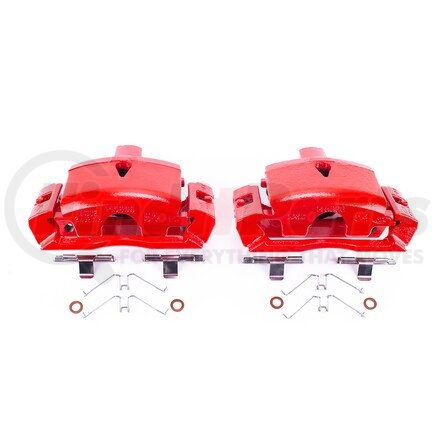 S4958 by POWERSTOP BRAKES - Red Powder Coated Calipers