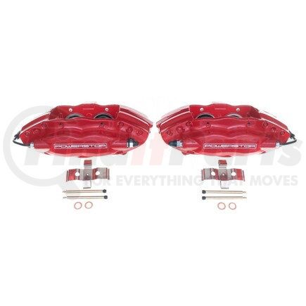 PowerStop Brakes S5282 Disc Brake Caliper Set Red Powder Coated Calipers