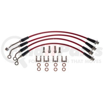 BH00168 by POWERSTOP BRAKES - Brake Hose Line Kit - Performance, Front and Rear, Braided, Stainless Steel