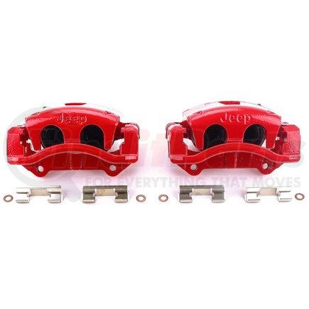 S4990J by POWERSTOP BRAKES - Red Powder Coated Calipers