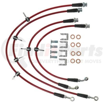 BH00017 by POWERSTOP BRAKES - Brake Hose Line Kit - Performance, Front and Rear, Braided, Stainless Steel