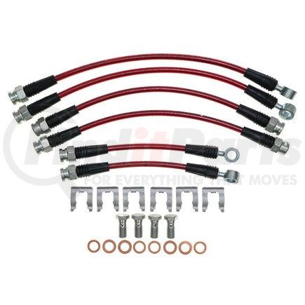BH00037 by POWERSTOP BRAKES - Brake Hose Line Kit - Performance, Front and Rear, Braided, Stainless Steel