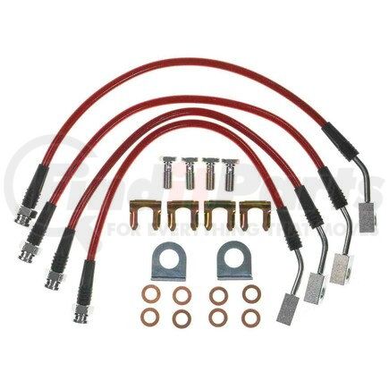 BH00048 by POWERSTOP BRAKES - Brake Hose Line Kit - Performance, Front and Rear, Braided, Stainless Steel