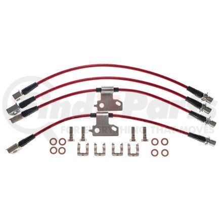 BH00169 by POWERSTOP BRAKES - Brake Hose Line Kit - Performance, Front and Rear, Braided, Stainless Steel