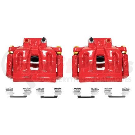 S4968A by POWERSTOP BRAKES - Red Powder Coated Calipers
