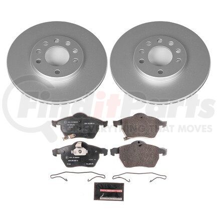 ESK834 by POWERSTOP BRAKES - Genuine Geomet® Coated Rotors, ECE-R90 Disc Brake Pad Set + Hardware Kit