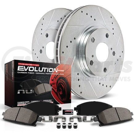 K1714 by POWERSTOP BRAKES - Z23 Daily Driver Carbon-Fiber Ceramic Brake Pad and Drilled & Slotted Rotor Kit