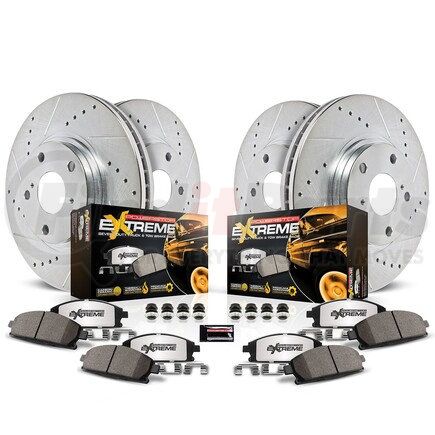 K190636 by POWERSTOP BRAKES - Z36 Truck and SUV Carbon-Fiber Ceramic Brake Pad and Drilled & Slotted Rotor Kit