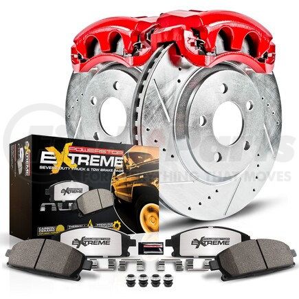 KC217236 by POWERSTOP BRAKES - Z36 Truck and SUV Ceramic Brake Pad, Drilled & Slotted Rotor, and Caliper Kit