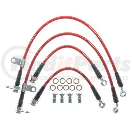 BH00213 by POWERSTOP BRAKES - Brake Hose Line Kit - Performance, Front and Rear, Braided, Stainless Steel