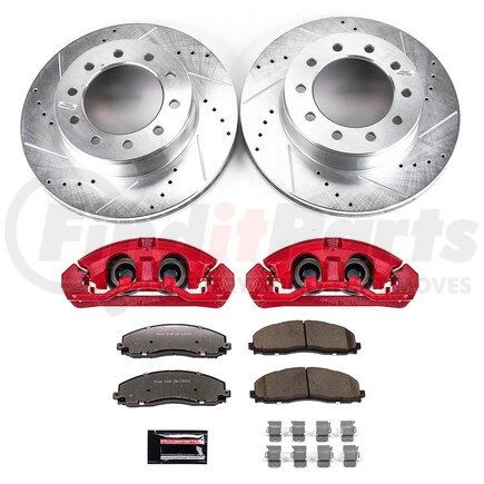 KC802936 by POWERSTOP BRAKES - Z36 Truck and SUV Ceramic Brake Pad, Drilled & Slotted Rotor, and Caliper Kit