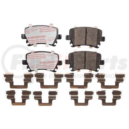 NXE-1108 by POWERSTOP BRAKES - Disc Brake Pad Set - Rear, Carbon Fiber Ceramic Pads with Hardware for 2005 - 2010 Volkswagen Jetta