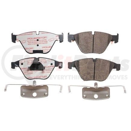 NXE-1597 by POWERSTOP BRAKES - Disc Brake Pad Set - Front, Carbon Fiber Ceramic Pads with Hardware for 2011 - 2016 BMW 535i xDrive