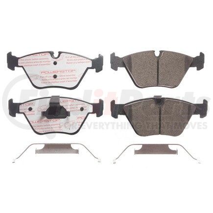 NXE-946 by POWERSTOP BRAKES - Disc Brake Pad Set - Front, Carbon Fiber Ceramic Pads with Hardware for 2001 - 2006 BMW 330Ci