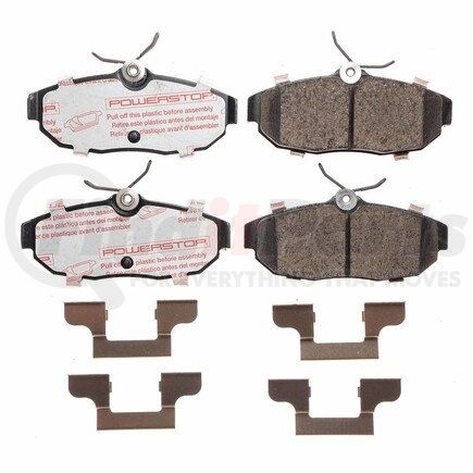 NXT-1082 by POWERSTOP BRAKES - Disc Brake Pad Set - Rear, Carbon Fiber Ceramic Pads with Hardware for 2005 - 2011 Ford Mustang