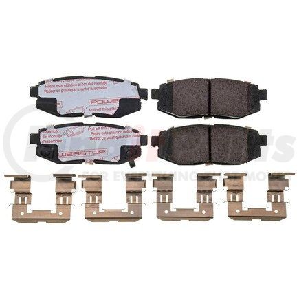 NXT-1124 by POWERSTOP BRAKES - Disc Brake Pad Set - Rear, Carbon Fiber Ceramic Pads with Hardware for 2010 - 2014 Subaru Legacy